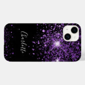Name des lila schwarzen Glitzer Case-Mate iPhone Hülle (Rückseite (Horizontal))