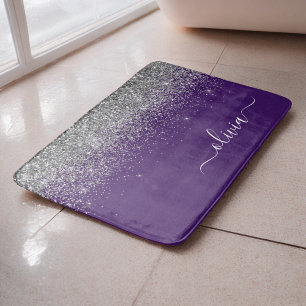 Name des lila Silver Glitzer Girl Monogram Badematte