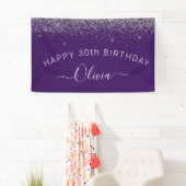 Name des lila Silver Glitzer Girl Monogram Banner (Insitu)