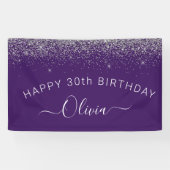 Name des lila Silver Glitzer Girl Monogram Banner (Horizontal)