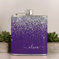 Name des lila Silver Glitzer Girl Monogram