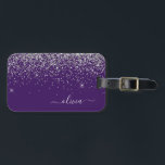 Name des lila Silver Glitzer Girl Monogram Gepäckanhänger<br><div class="desc">Monogram Name und Initial Pillow,  silber und Lila Sparkle Glitzer. Das Kissen macht den perfekten 16 Geburtstag,  Hochzeit,  Brautparty,  Babydusche oder Junggeselinnen-Abschied Geschenk für jemanden,  der sein Zimmer stilvoll dekoriert.</div>