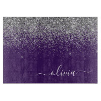 Name des lila Silver Glitzer Girl Monogram