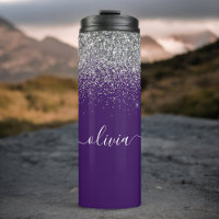 Name des lila Silver Glitzer Girl Monogram