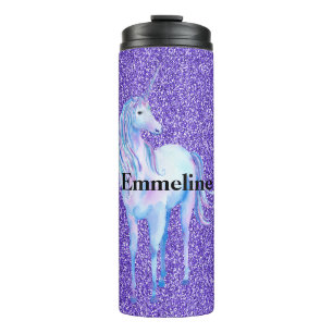 Name des lila Sparkle Glitzer Unicorn  Thermosbecher