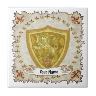 Name des Lion Shield-Familienwappens Fliese