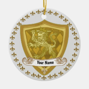 Name des Lion Shield-Familienwappens Keramik Ornament
