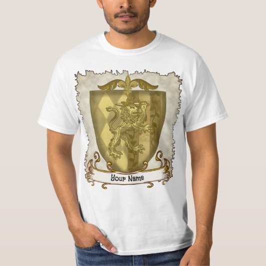 Name des Lion Shield-Familienwappens T-Shirt (Vorderseite)