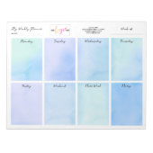 Name des Logos Blue Watercolor Weekly Planner hinz Notizblock (Vorderseite)