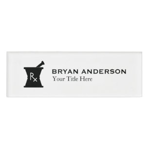 Name des Logos des Apothekers Mortar Pestle Namenschild