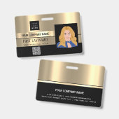 Name des Logos des Mitarbeiters Scanner Black Gold Ausweis (Front & Back)