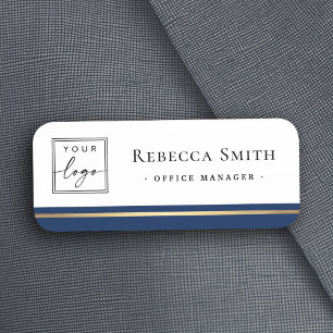 Name des Logos dunkelblau weiß Namensschild