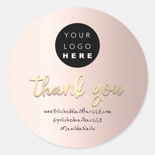 Name des Logos Firmenname Vielen Dank Kauf Rose Go Runder Aufkleber (Vorderseite)