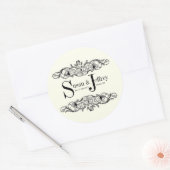 Name des Logos für das Elfenbeinmonogramm Datum Ho Runder Aufkleber (Umschlag)