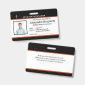 Name des Logos für das Foto eines Mitarbeiters Ausweis (Vorder- & Rückseite)