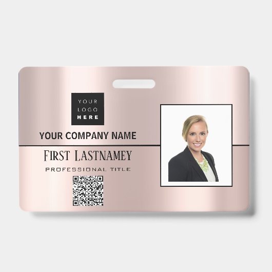 Name des Logos für Mitarbeiter - Scanner Grau Rose Ausweis (Vorderseite)
