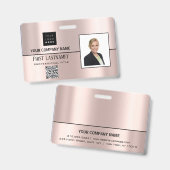 Name des Logos für Mitarbeiter - Scanner Grau Rose Ausweis (Vorder- & Rückseite)