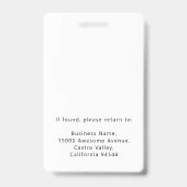 Name des Logos für moderne Unternehmen Stellenbeze Ausweis (Rückseite)