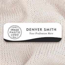 Name des Logos Schwarze Welle Weiß Namensschild