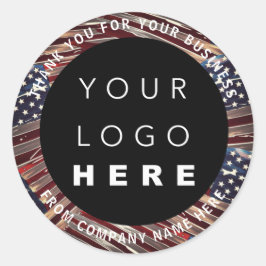 Name des Logos US-Flagge Amerikanisch Vielen Dank  Runder Aufkleber