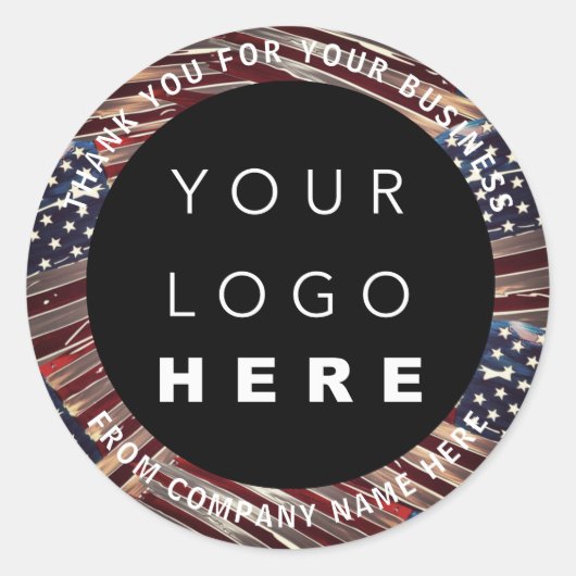 Name des Logos US-Flagge Amerikanisch Vielen Dank  Runder Aufkleber (Vorderseite)