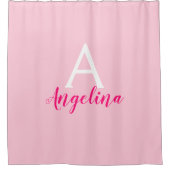 Name des Mädchens Blush Pink, White & Hot Pink Mon Duschvorhang (Vorderseite)