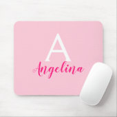 Name des Mädchens Blush Pink, White & Hot Pink Mon Mousepad (Mit Mouse)