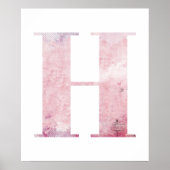 Name des Mädchens Brief H Boho Pink Wasserfarben P Poster (Vorne)