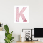 Name des Mädchens Brief K Boho Pink Wasserfarben P Poster (Heimbüro)