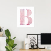 Name des Mädchens Buchstabe B Pink-Aquarellfarben- Poster (Heimbüro)