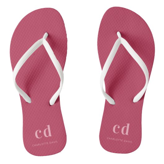 Name des Magenta-Monogramms Badesandalen (Fußbett)