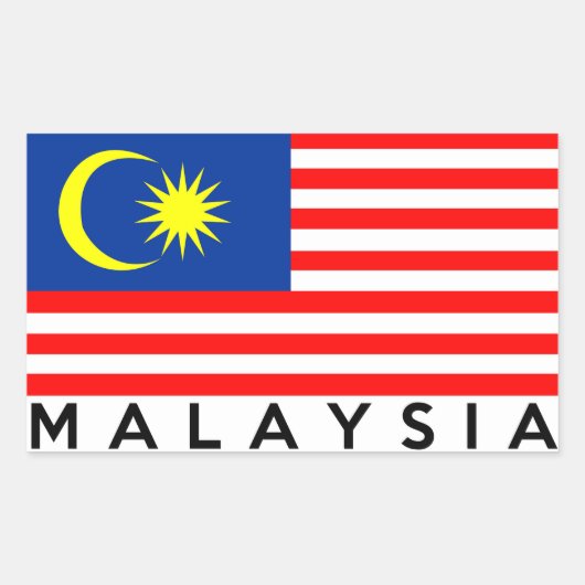Name des malaysischen Flaggenlandes Rechteckiger Aufkleber (Vorderseite)