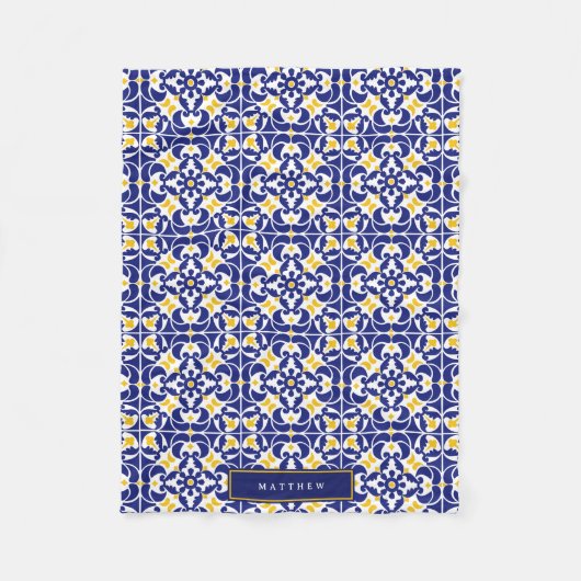 Name des mediterranen Fliesen Blau und Gelb Fleecedecke (Vorderseite)