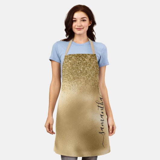 Name des Metallic Handgeschriebenen Monogramms für Schürze (Getragen)