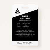 Name des Minimalistischen Mitarbeiters in Weiß und Ausweis (Rückseite)