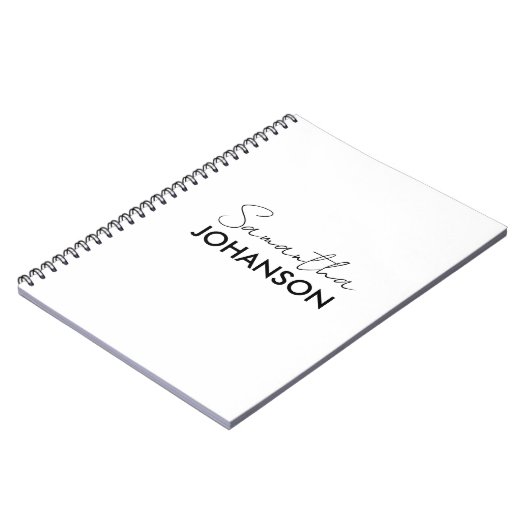 Name des Minimalistischen Monogramm-Skripts Notizblock (Linke Seite)