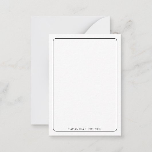 Name des Minimalistischen Schwarz-weißen Winterwal Mitteilungskarte (Vorderseite)