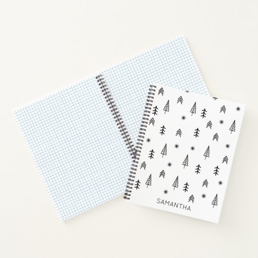 Name des Minimalistischen Schwarz-weißen Winterwal Notizblock (Innenseite)