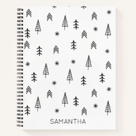 Name des Minimalistischen Schwarz-weißen Winterwal Notizblock