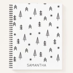 Name des Minimalistischen Schwarz-weißen Winterwal Notizblock