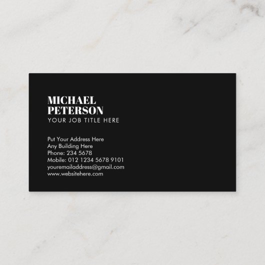 Name des Minimalistischen Unternehmens | Serieller Visitenkarte (Rückseite)