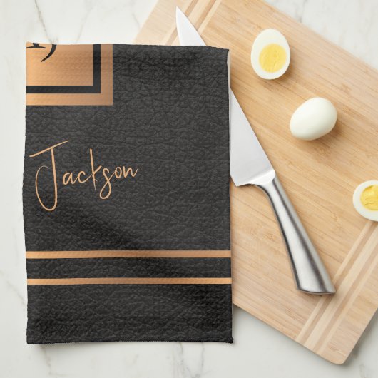 Name des mit Monogramm Koch personalisiert Geschirrtuch (Viertel Falte)