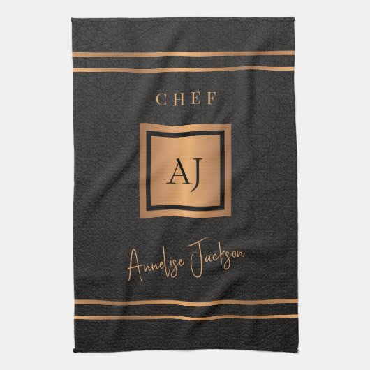 Name des mit Monogramm Koch personalisiert Geschirrtuch (Vertikal)