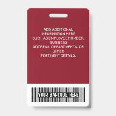 Name des Mitarbeiters Barcode Logo Red Geo ID Ausweis (Rückseite)