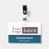 Name des Mitarbeiters Blau des horizontalen Logos Ausweis (Vorderseite mit Clip)