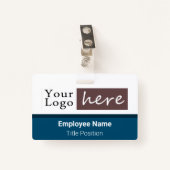 Name des Mitarbeiters Blau des horizontalen Logos Ausweis (Vorderseite mit Klammer)