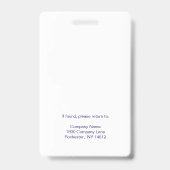 Name des Mitarbeiters des modernen Blue and White  Ausweis (Rückseite)