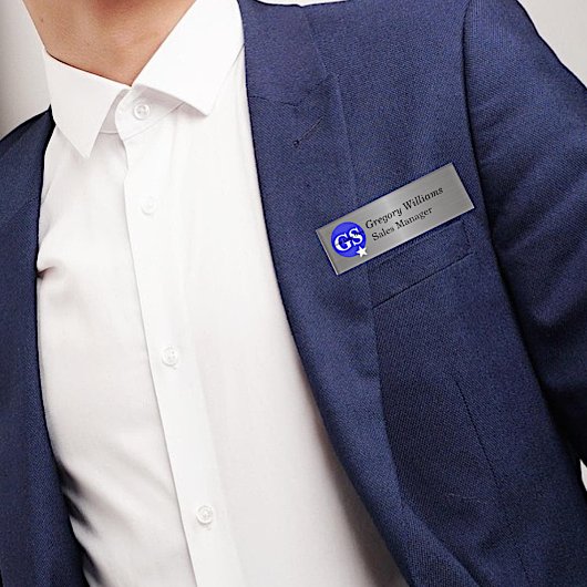 Name des Mitarbeiters des Unternehmens Metallic Lo Namenschild