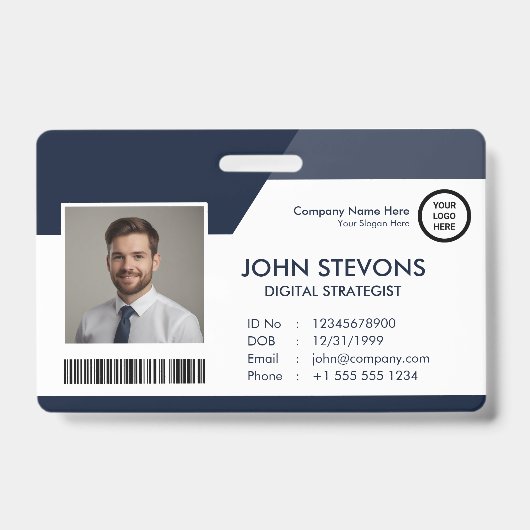 Name des Mitarbeiters eines Unternehmens Navy Blue Ausweis (Front)