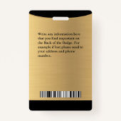 Name des Mitarbeiters Foto Bar Logo Gold Schwarz Ausweis (Rückseite)